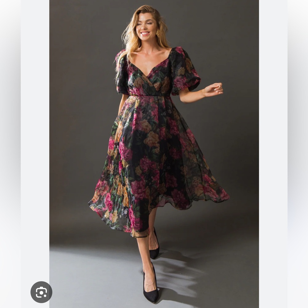 NWT Flying Tomato Organza Floral Midi Dress
